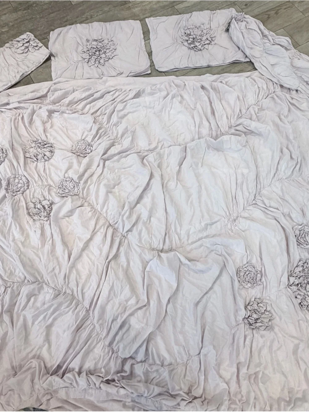 RESTORATION HARDWARE Queen Lilac Fleur Duvet Comforter 4 Pillow Shams $565.00!